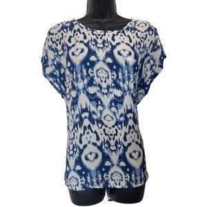 Womens Blue Printed Short Sleeve Top XL